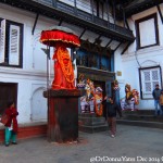 2014.12.09 Kathmandu 58 Durbar Sq Hanuman statue covered ResizeBy Donna Yates CC BY-NC-SA